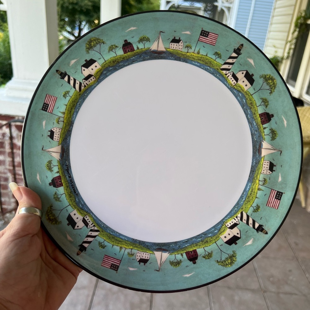 SAKURA Evolution Warren Kimble COASTAL BREEZE Melamine 6 Dinner Plates 11"